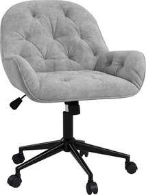 Vinsetto Cadeira de Escritório Poltrona em Veludo Assento Giratório 360° Ajustável em Altura 60x61x81-91 cm Cinzento Claro | Aosom Portugal