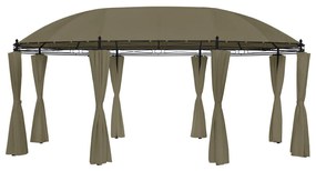 Gazebo c/ cortinas 520x349x255 cm 180 g/m² cinzento-acastanhado