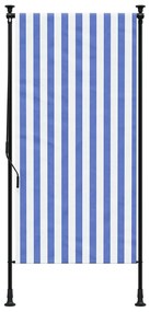 Estore de rolo para exterior 100x270cm tecido/aço azul e branco