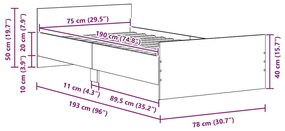 Estrutura de cama sem colchão 75x190cm derivados de madeira