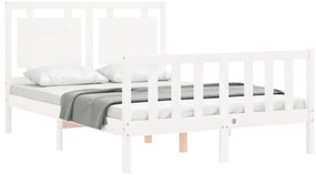 Cama sem colchão 140x200 cm madeira de pinho maciça branco