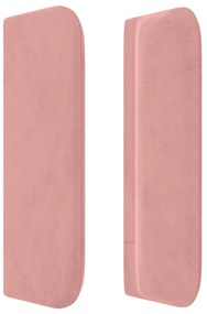 Cabeceira de cama c/ abas veludo 103x16x78/88 cm rosa