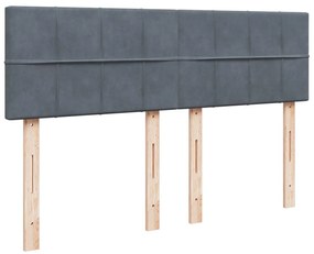Cama com molas/colchão 160x200 cm veludo cinzento-escuro