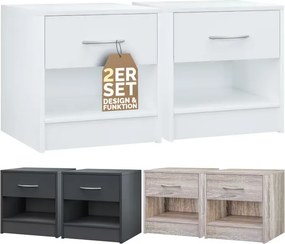 Conjunto de 2 mesas de cabeceira 41x39x28cm brancas
