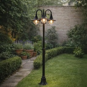 Lanterna de exterior clássica preta 200cm 3-luzes IP44 - Daphne