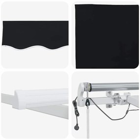 Toldo Retrátil Automático vidaXL com LED Preto 500x300 cm