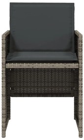 Cadeiras de jardim com almofadões 4 pcs vime PE cinzento