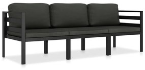 vidaXL 3 pcs conjunto lounge jardim com almofadões alumínio antracite