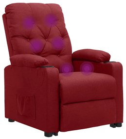 Poltrona elevatória de massagens tecido vermelho tinto