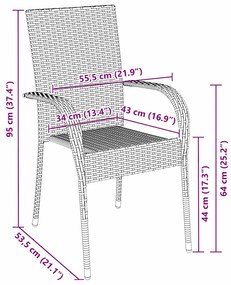 Conjunto de Jantar para Jardim 3 pcs Preto Rattan de PE