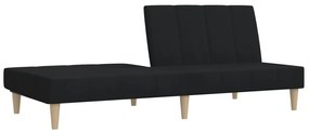 Sofá-cama de 2 lugares tecido preto