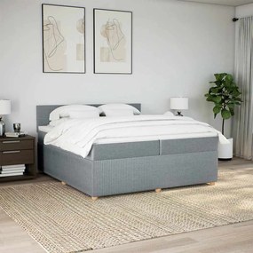 Cama com molas/colchão 200x200 cm tecido cinza-claro