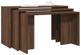 vidaXL Mesas de encastrar 3 pcs derivados de madeira carvalho castanho