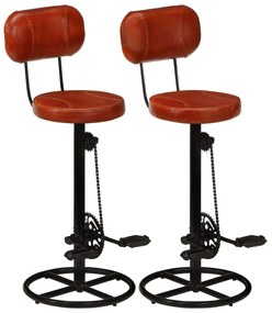 Bancos de bar 2 pcs couro de cabra genuíno preto e castanho