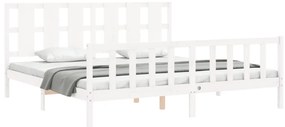 Cama sem colchão 200x200 cm madeira de pinho maciça branco