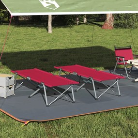 Cama de Lounge Dobrável Vermelha Metal, Tecido Padrão Dobrável