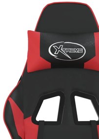 Cadeira gaming massagens couro artificial preto e vermelho