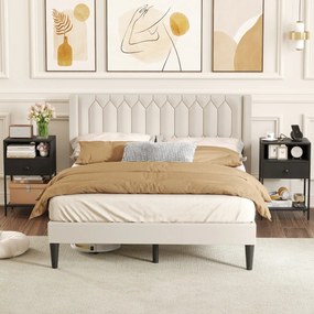 Conjunto de 2 mesas de cabeceira, mesas apoio 40 x 32 x 65 cm com Estação de carregamento, Compartimento aberto Gaveta Pretas