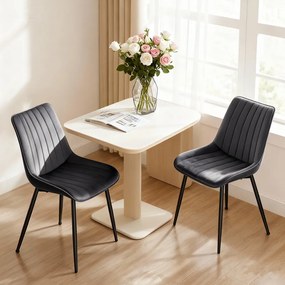 Conjunto 2 cadeiras de sala de jantar ou cozinha, pernas de aço cinzento-preto