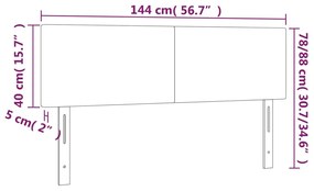 Cabeceira de cama c/ luzes LED tecido 144x5x78/88cm cinza-claro