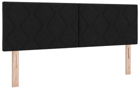 Cama Box Spring com Colchão e LED Preto 140x200 cm Tecido
