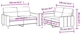 2 pcs conjunto de sofás com almofadões tecido cinzento-claro