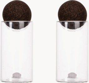 Saleiro e pimenteiro artesanais com fecho esférico Nature, conjunto de 2