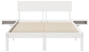 Estrutura de cama com mesas de cabeceira Branco 120 x 190 cm