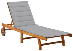 vidaXL Espreguiçadeira de jardim com almofadão madeira acácia maciça