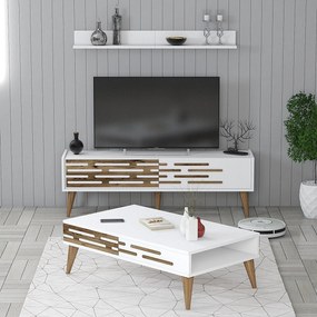 Conjunto de Mobiliário de Sala de Estar Valensiya – Branco – Móvel TV