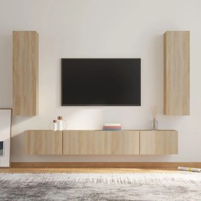 vidaXL Conjunto móveis de TV 4 pcs madeira processada carvalho sonoma