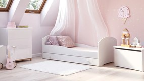 Cama individual Luk 140x70 com gaveta branca - colchão e estrado incluído
