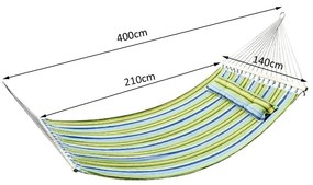 Cama de Rede Suspensa para 2 Pessoas - Azul e Verde - Design Hippie