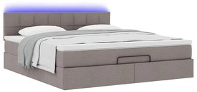 Estrutura de cama otomana com colchão tecido cinzento 160x200cm