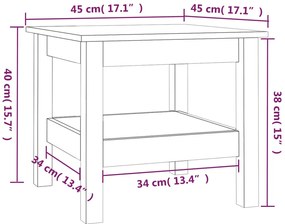 Mesa de centro 45x45x40 cm pinho maciço cinza