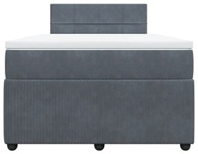 Cama boxspring com colchão 120x190 cm veludo cinzento-escuro