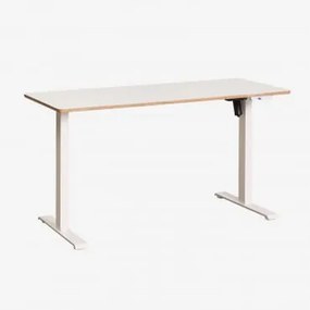 Escrivaninha Elevatória Elétrica Retangular Com Função De Memória Em Madeira E Ferro Serpi Madeira Branca & ↔︎ 140 Cm & Branco - Sklum