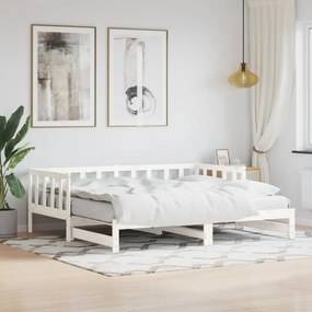 vidaXL Sofá-cama com gavetão 80x200 cm madeira de pinho maciça branco