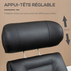 Poltrona relax com apoio para os pés, poltrona de relaxamento com encosto reclinável e apoio para a cabeça ajustável, 80 x 84 x 108 cm, preta