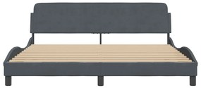 Estrutura de cama c/ cabeceira 180x200cm veludo cinzento-escuro