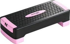SPORTNOW Stepper Fitness Regulável em 2 Níveis, 11/16 cm com 2 Bandas de Resistência, Capacidade 120 kg, Rosa e Preto | Aosom Portugal
