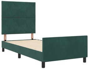 Cama vidaXL Verde Escuro 90x200 cm Veludo