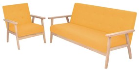 vidaXL Conjunto de sofás 2 pcs tecido amarelo