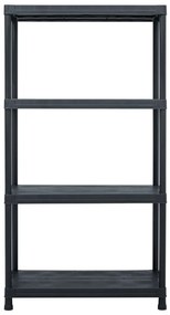 Estante de arrumação 100 kg 60x30x138 cm plástico preto