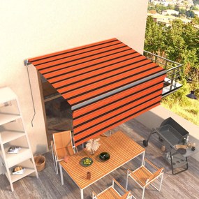 Toldo retrátil manual com estore 3,5x2,5 m laranja/castanho