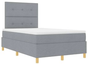 Cama box spring com colchão cinza claro 120x200 cm de tecido