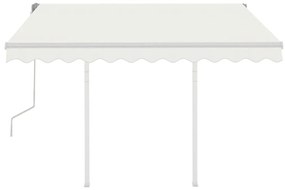 Toldo retrátil manual com postes 3,5x2,5 m cor creme