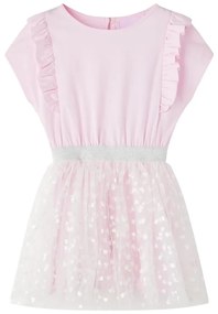 Vestido de criança com folhos rosa-claro 128