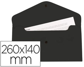 Bolsa Porta Documentos com Mola Formato Envelope Americano 260x140 mm Preto Opaco