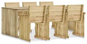 vidaXL 7 pcs conjunto de jantar para exterior pinho impregnado